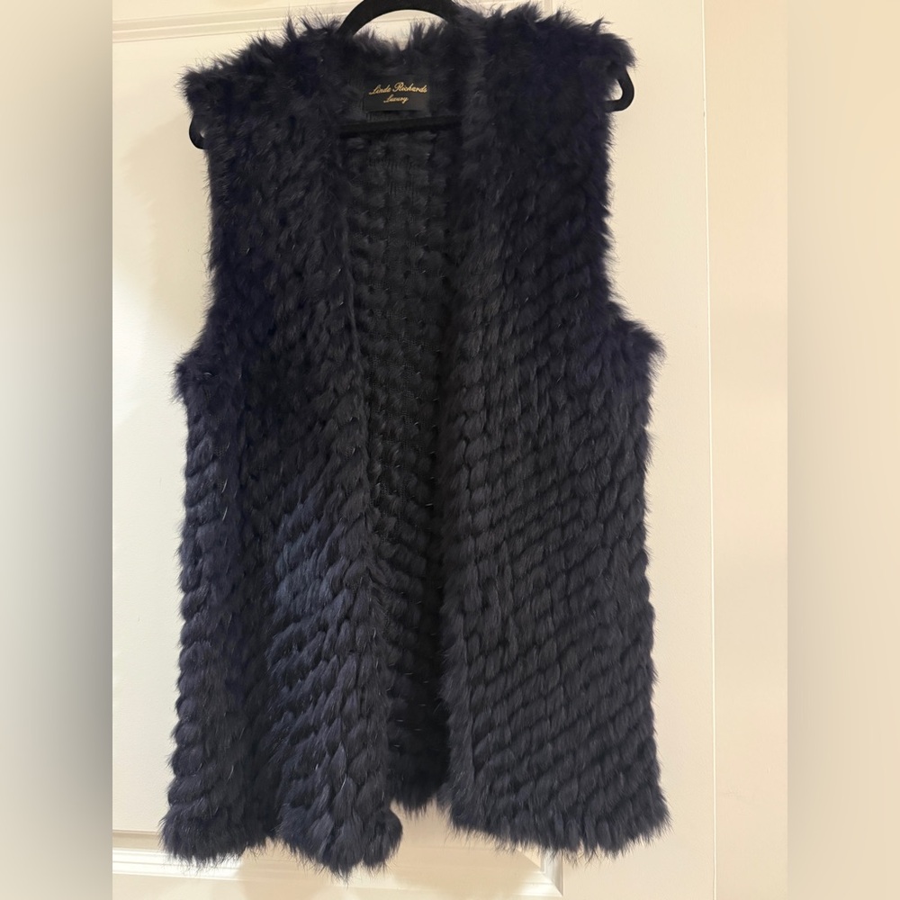 Linda Richards Navy Faux Fur Vest